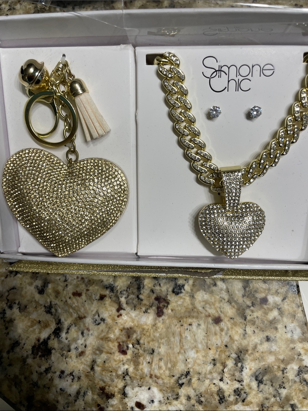Heart Necklace and Keychain Set